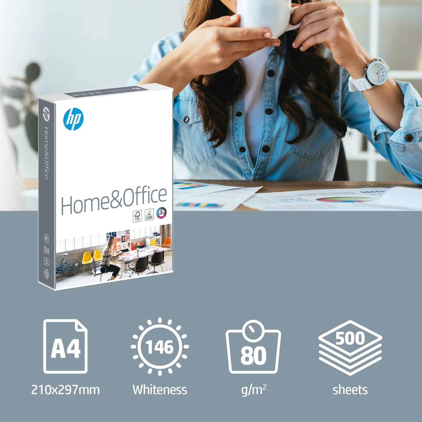 HP Copy Paper (CHP150) Home &amp; Office | DIN A4 80g, White (2500 sheets: 5x500 sheets)