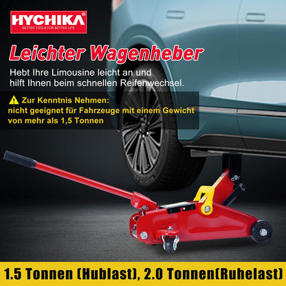 Hydraulic jack with hydraulic piston quick-lift pump | 1.5 ton capacity