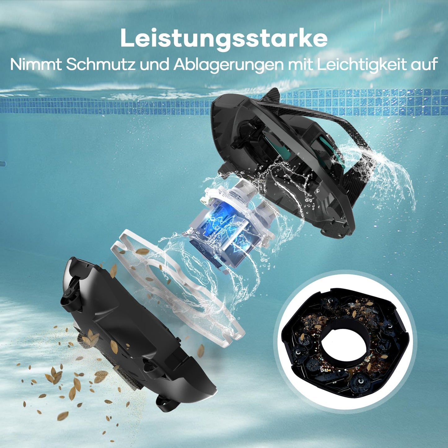 AIPER Cordless Pool Vacuum with Battery (90 min. Runtime): LED indicators, dual drive