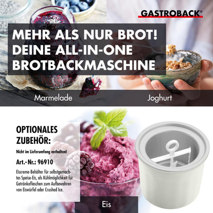 GASTROBACK Fully Automatic Bread Maker Advance - Bread Maker | Timer Function, Ingredient Compartment