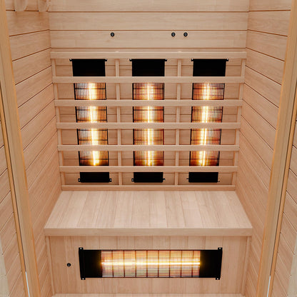 Dewello® Infrarotsauna 'Hyder' (115x105cm) für 1-2 Personen aus Hemlock-Holz, LED, Bluetooth