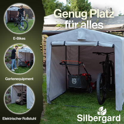 Silbergard bicycle garage with extra depth for e-bikes: weatherproof &amp; tear-resistant