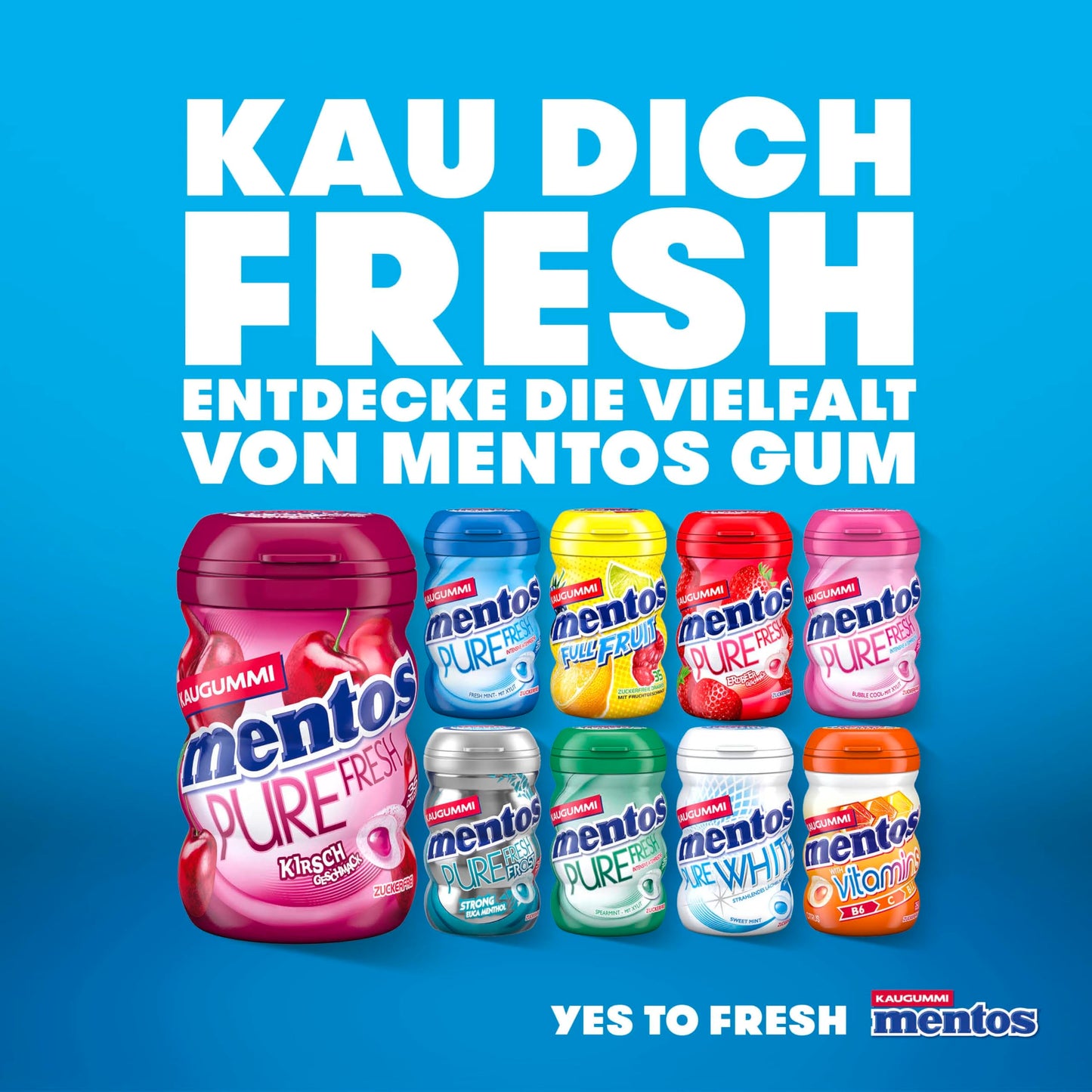 Mentos Chewing Gum Full Fruit (6 x 35 pieces) in three varieties with fruit flavor &amp; liquid filling