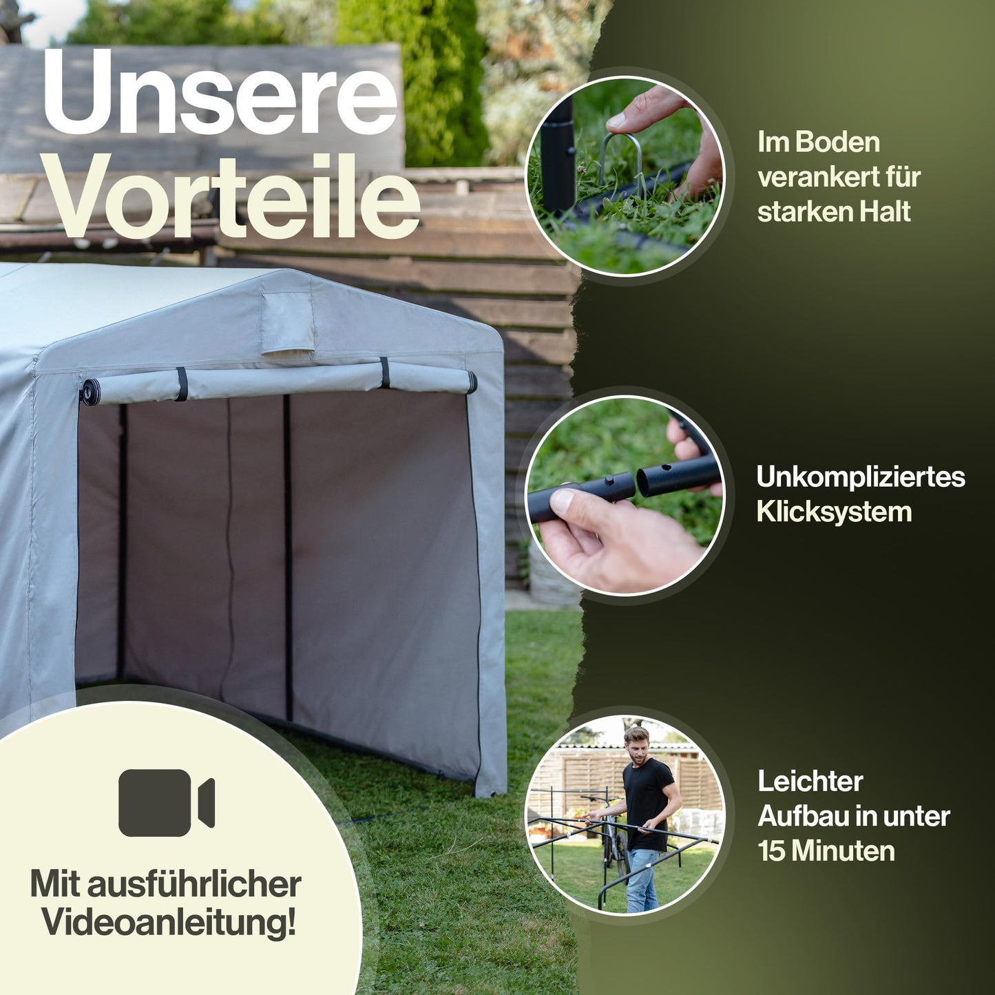 Silbergard bicycle garage with extra depth for e-bikes: weatherproof &amp; tear-resistant