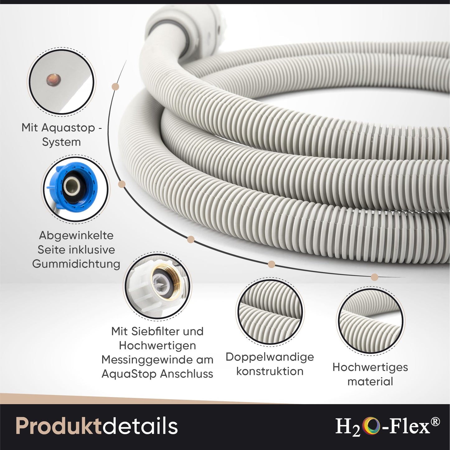 Aquastop safety inlet hose for washing machine and dishwasher (2m)