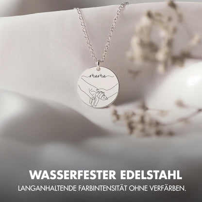 Personalized initial necklace for mothers with engraving &amp; two round pendants in rose gold, gold and silver