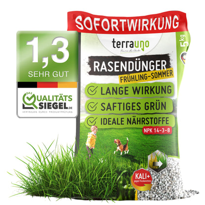 TerraUno Rasendünger für Frühjahr/Sommer: Sofortwirkung - 20kg für 1000m²