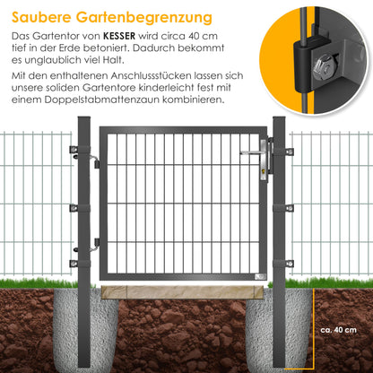 KESSER® Premium metal garden gate with galvanized steel including posts, door handle, key