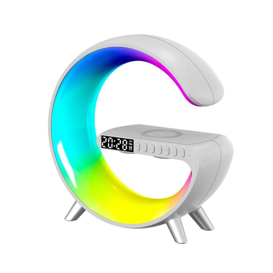 Multifunktionale Stimmungslicht mit Wecker | Lautsprecher, APP-Steuerung und RGB-Licht, Schnellladefunktion - Weiß 