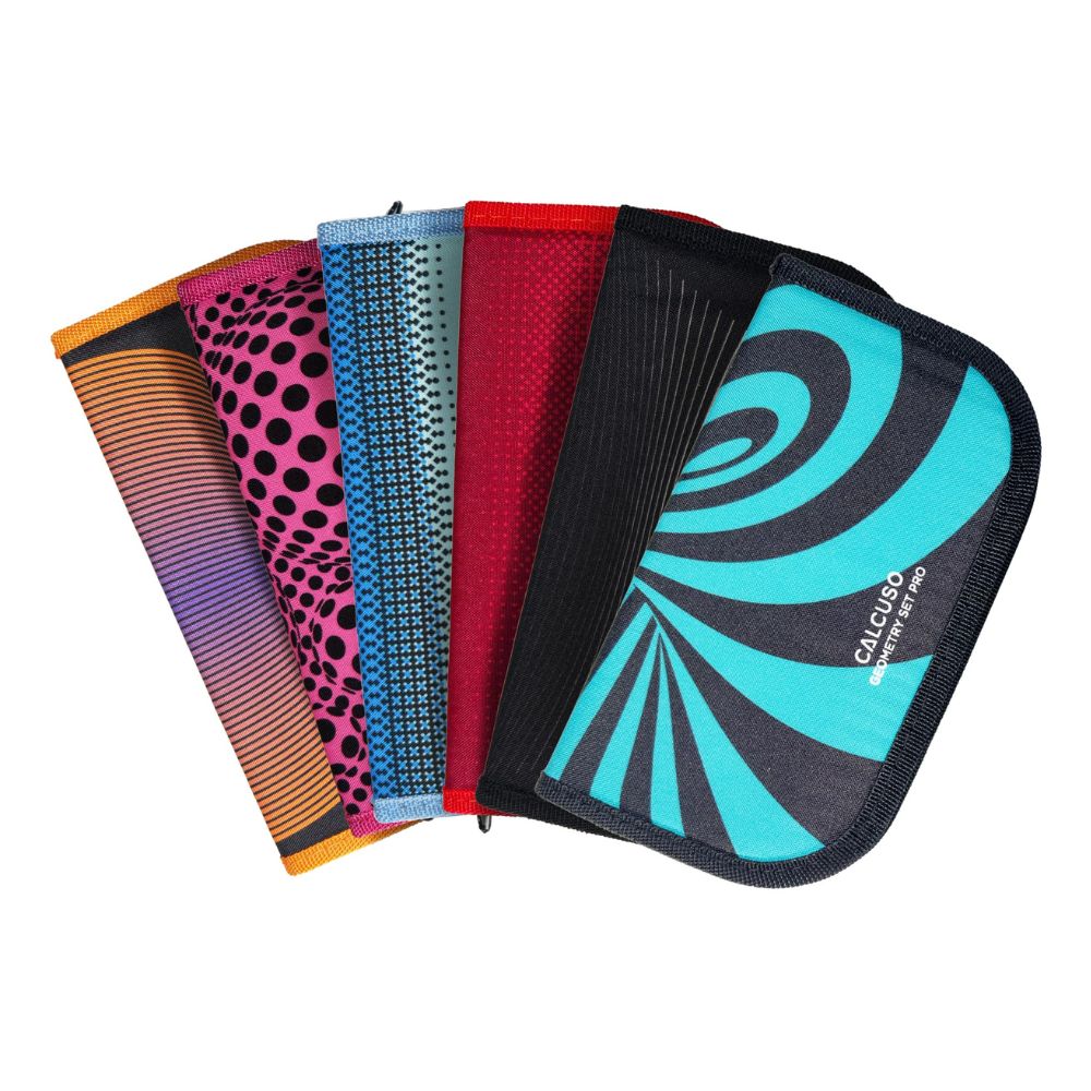 CALCUSO Geometry Set PRO in blue pencil case with compass and protractor for school