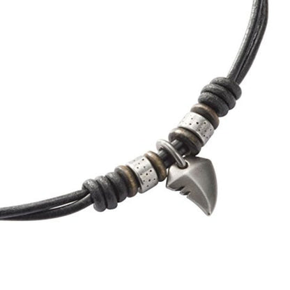 Fossil men's necklace 'Shark Tooth' made of stainless steel &amp; leather with lobster clasp