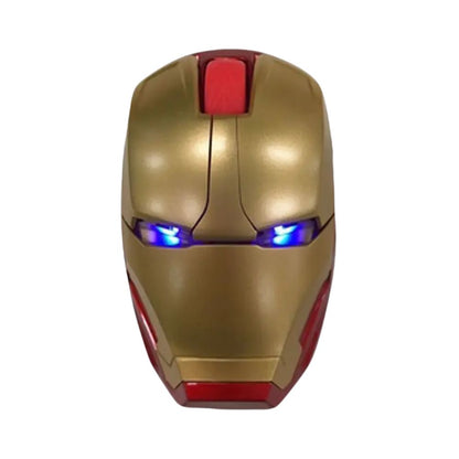 Iron Man Wireless-Maus: Ergonomisch, 2.4G USB Funk, LED-Licht, 1600DPI, leiser Klick, für PC, Laptop, MacBook (Gold-Matt)